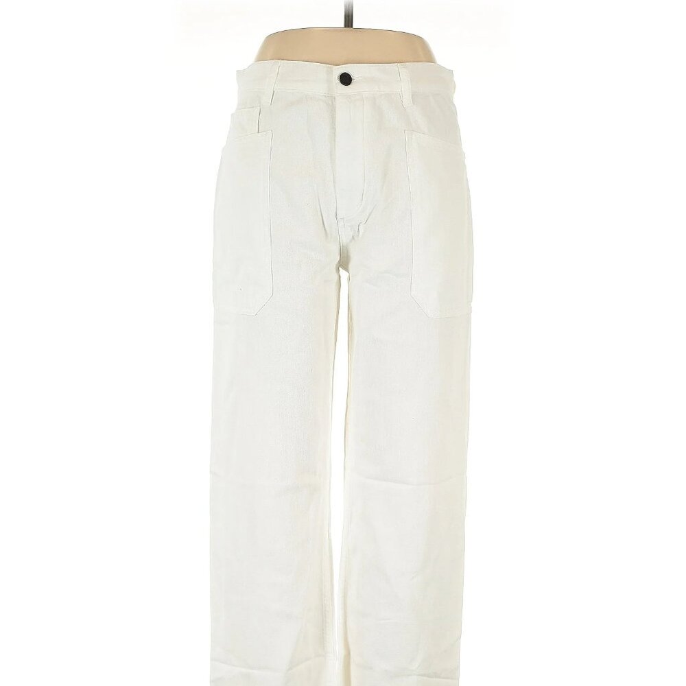 Free People x Sandrine Rose White Denim Baggy Straight Leg Pant